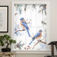 thumbnail image 4 of Blue Christmas Bird, Semi Sheer Curtains Drapes for Living Room, Bedroom, French Doors Window 54 Inches Long, Winter Berry Snowy Pine Cones Rod Pocket Chiffon Curtain Drapery Voile Draperies Panel, 4 of 6