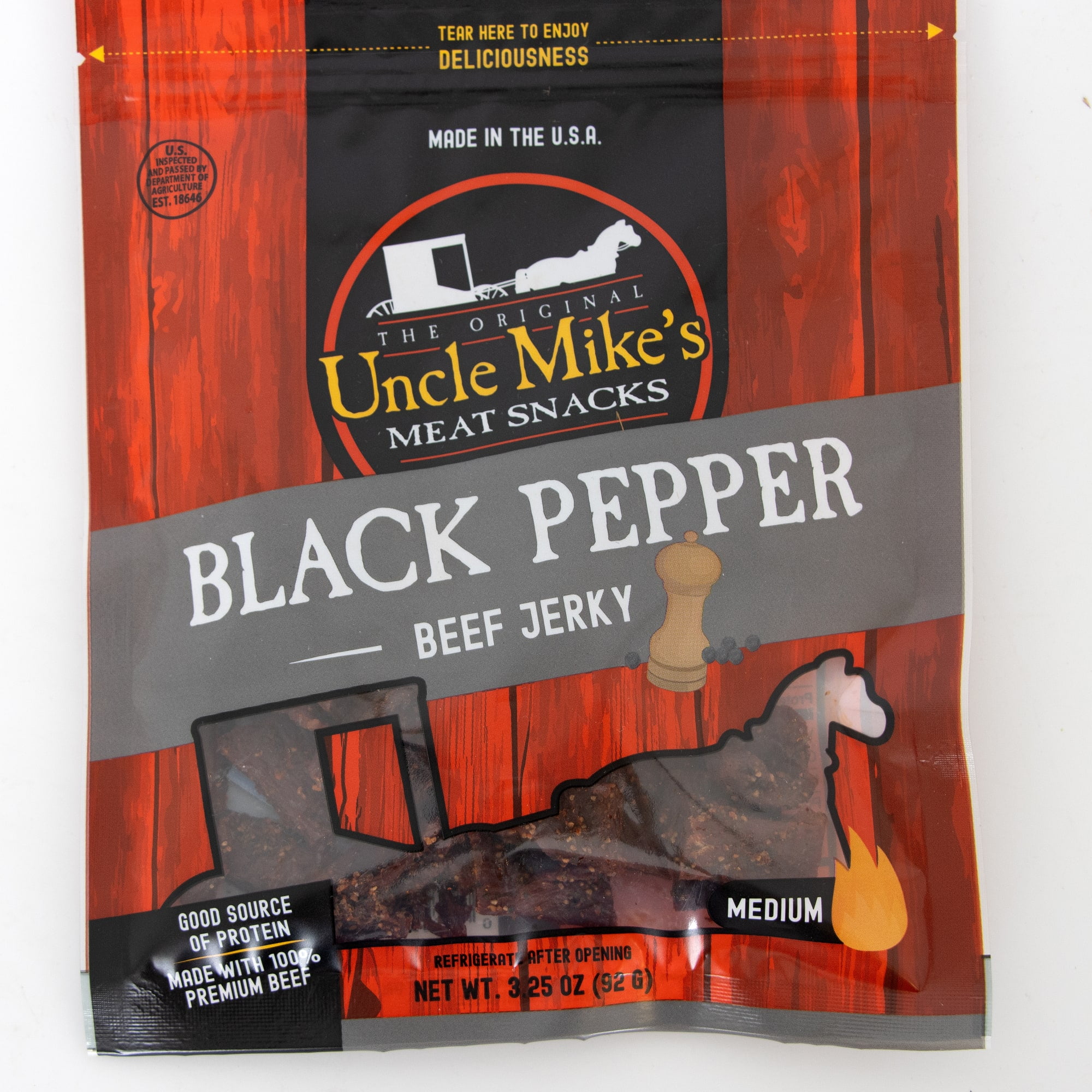 Uncle Mike's Beef Jerky Snacks - Gluten Free, 2 Bags, Tasty Black Pepper Flavor