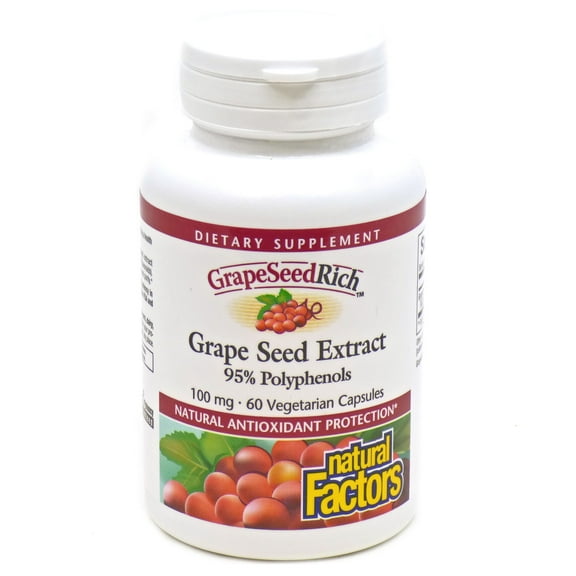 Natural Factors Grape Seed Extract, 100 mg, 60 Capsules
