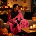 thumbnail image 3 of Halloween Witch Ruffle Decorative Throw Blanket, 50X39 Inch Flannel Black Cat Knit Throw Blanket, Cozy Spooky Decor Ruffle Cover for Couch Sofa Bed Halloween Party Props Decoration, Pink, 3 of 6
