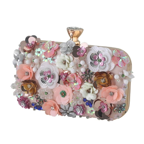 Bolsos de mano de noche florales para mujer con de imitación florales coloridos, bolso de mano de noche, bolsos de mano para fiesta Oro Sunnimix Cartera floral
