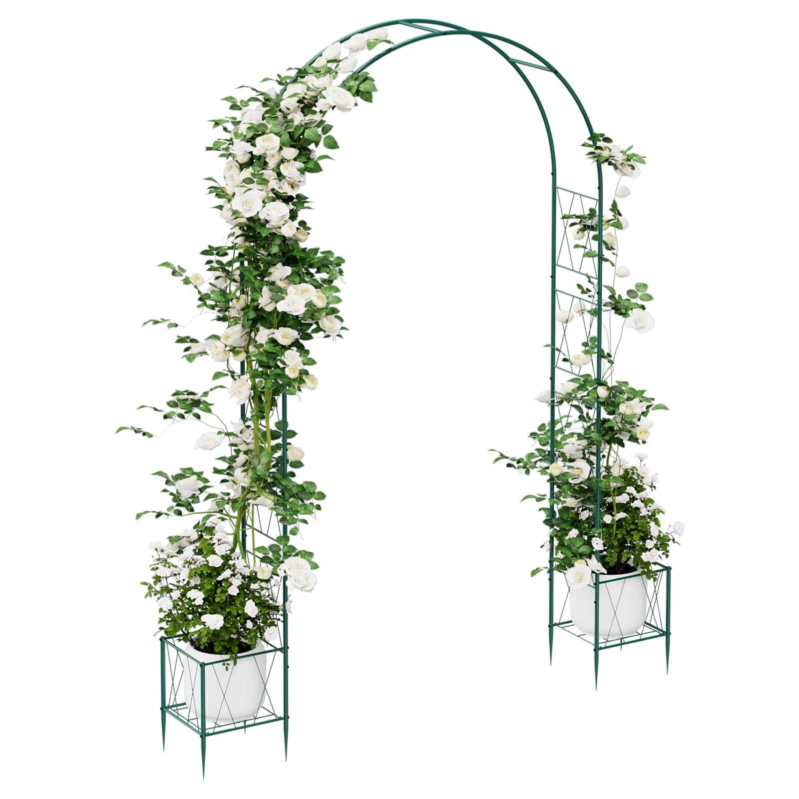 Garden Arch Trellis Luplom de 2,5 m con maceteros metálicos, color ...