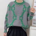 thumbnail image 4 of Lovskoo 2024 Sweaters for Women Plus Size Long Sleeve Patchwork Short Knitted Sweater Casual Trendy Pullover Tops Gray, 4 of 5