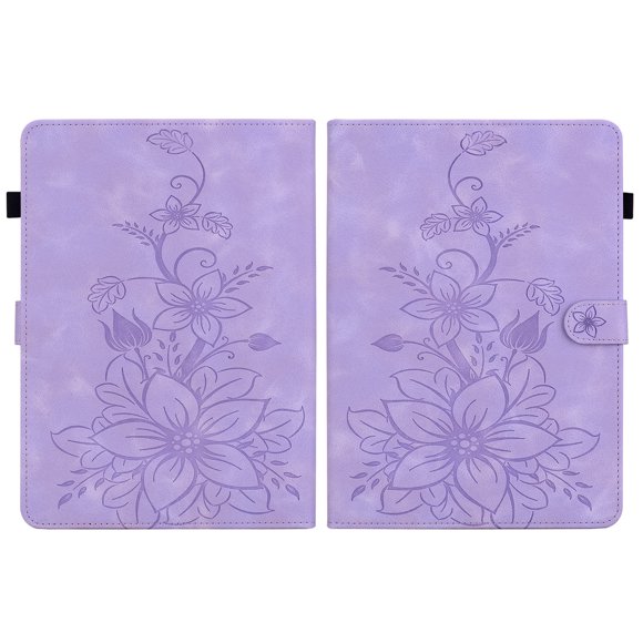 XYX for 7" Kindle Paperwhite 12th Gen 2024 Case, PU Leather Slim Folio with Multi-Angle Stand - Purple Lily Flower