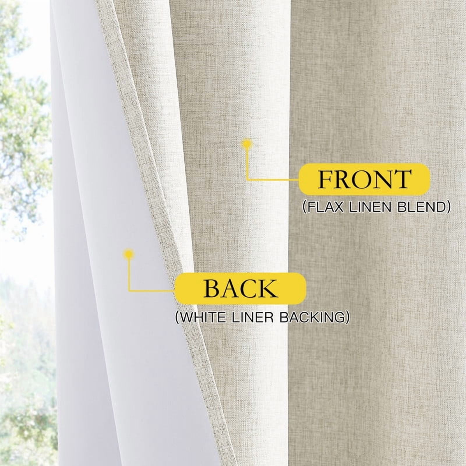 NICETOWN Full Blackout Curtains Faux Linen Noise Reducing Room Darkening Thermal Insulated Drapes, W52 x L72, Beige, Set of 2