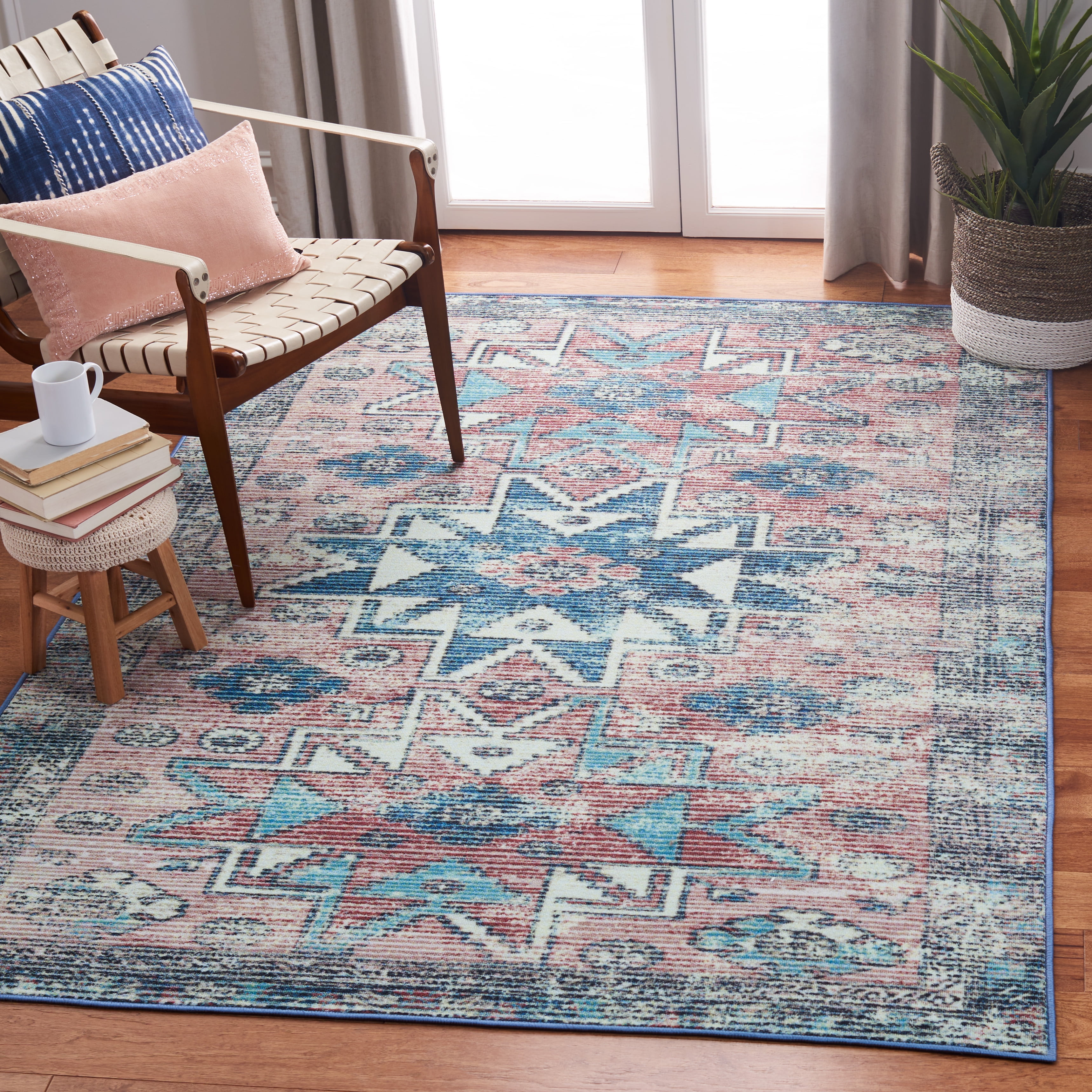 SAFAVIEH Journey Elizabeth Floral Distressed Area Rug, Pink/Blue, 8'9" x 12'