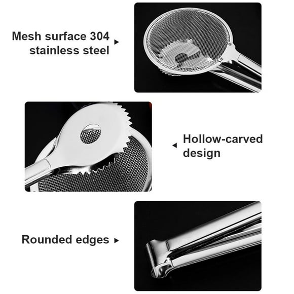 2 Pcs 2 in 1 Oil-Frying Filter Spoon Colander Clips Stainless Steel Fine Mesh Oil Strainer Scoop Food Tong Kitchen Frying Accessories