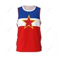 thumbnail image 4 of Camiseta deportiva de baloncesto para hombre con la bandera de Yugoslavia, para correr, fitness, multifunción, sin mangas, con nombre personalizado exclusivo, 4 of 5