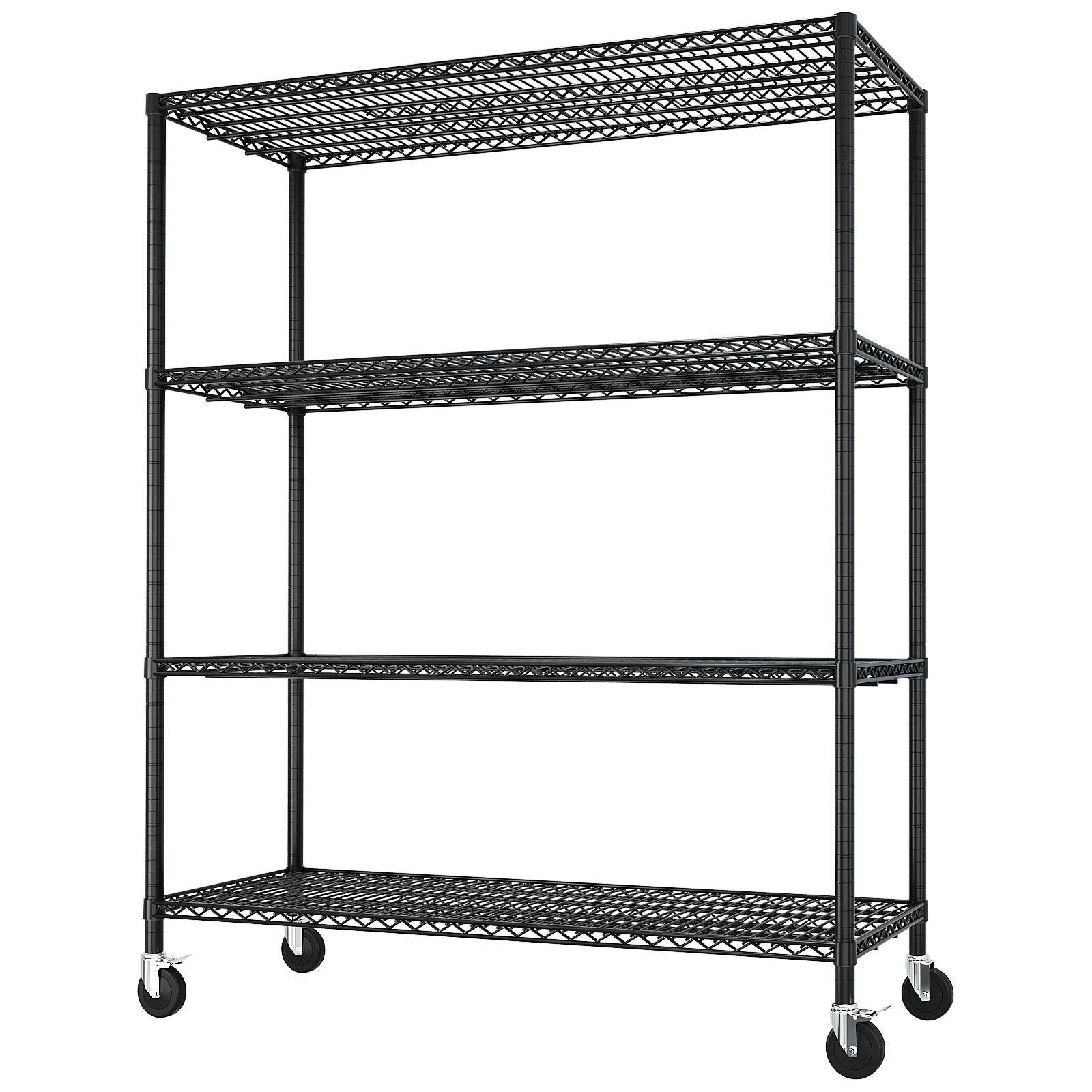 Heavy Duty Steel Wire Shelving Unit with Wheels, 55.91 in W x 24.41 in D x 6.89 in H, 60.63 lb