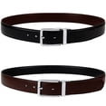 thumbnail image 3 of Falari Men's Reversible Dress Belt Genuine Leather (1 Belt 2 Colors) Black/Dark Brown Medium, 3 of 5
