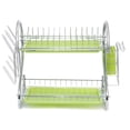 thumbnail image 2 of Dish Drying Rack, 2/3 Tier Plate Drainer, Bowl Shelf Storage Organizer w/Utensil Holder, Cup Hanger, Drain Board Tray for Sink Cabinet Kitchen Counter Top Dining Accessories, Chrome Plated, 2 of 6