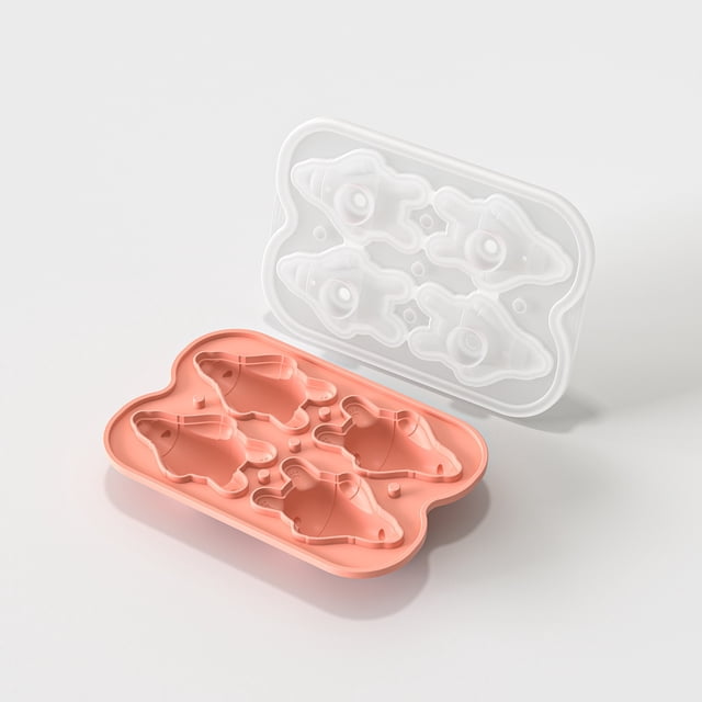 Molde for cubitos de hielo en forma de oso tumbado con tapa, bandeja de hielo de silicona for cubitos congelados caseros