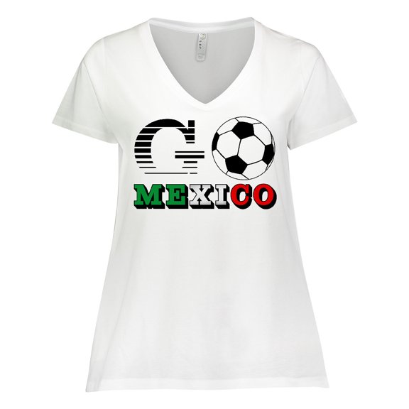 Inktastic Go, Mexico- Soccer, Football Women's Plus Size V-Neck T-Shirt