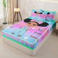 thumbnail image 2 of Castle Fairy Black Cartoon Girl Zipper Full Size Comforter Sets with Fitted Sheet and 2 Pillowcases,Dreamy Gradient Stars Print Zipper Bedding Set,Mint Green Peach Purple,4pcs, 2 of 6