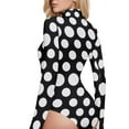 thumbnail image 4 of joogoo White Polka Dots Women's Mock Turtle Neck Long Sleeve Bodysuit M, 4 of 8