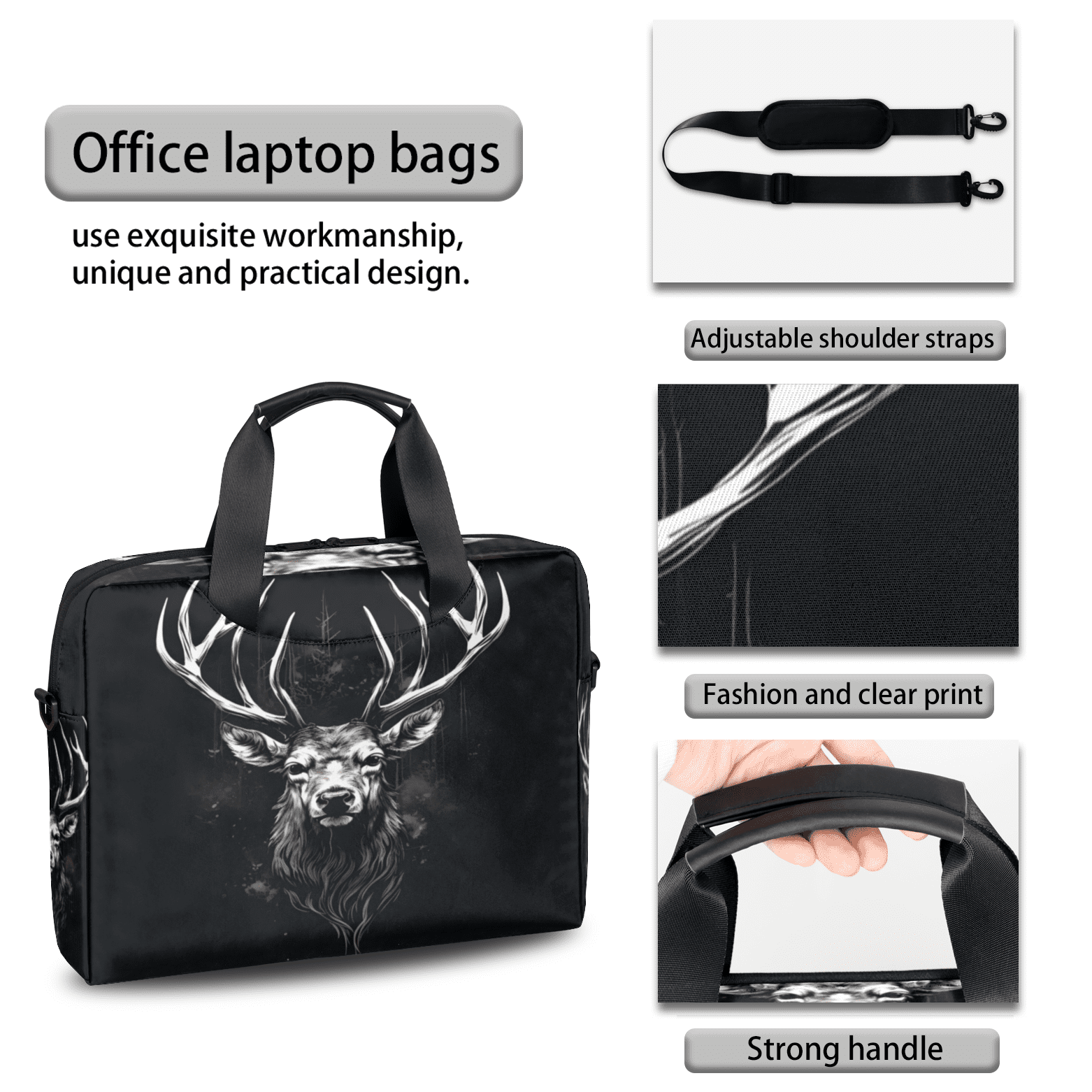 Herdesigns Cool Laptop Bag for Women Men, Computer Case Briefcase Messenger Bags, 15-15.6 inch Laptop Sleeve Shoulder Bag