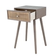 thumbnail image 3 of Gaia 28 Inch Pine Wood Side End Table, Gliding Rattan Drawer, Oak Gray, 3 of 5
