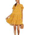 thumbnail image 3 of Fangetey Women's summer floral dress Round neckline with floral print mini skirt, 3 of 5