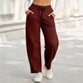 thumbnail image 4 of Barrel Sweatpants for Womens Loose Wide Leg High Waisted Sweat Pants Casual Lounge Sport Pants with Pockets Wine M, 4 of 9