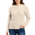 thumbnail image 2 of Women's Winter Mohair Candy Color Long Sleeves O-Neck Knit Top Sweater for Fall and Winter, Soft and Colorful, Great for Casual Wear,Khaki,Size XL, 2 of 6