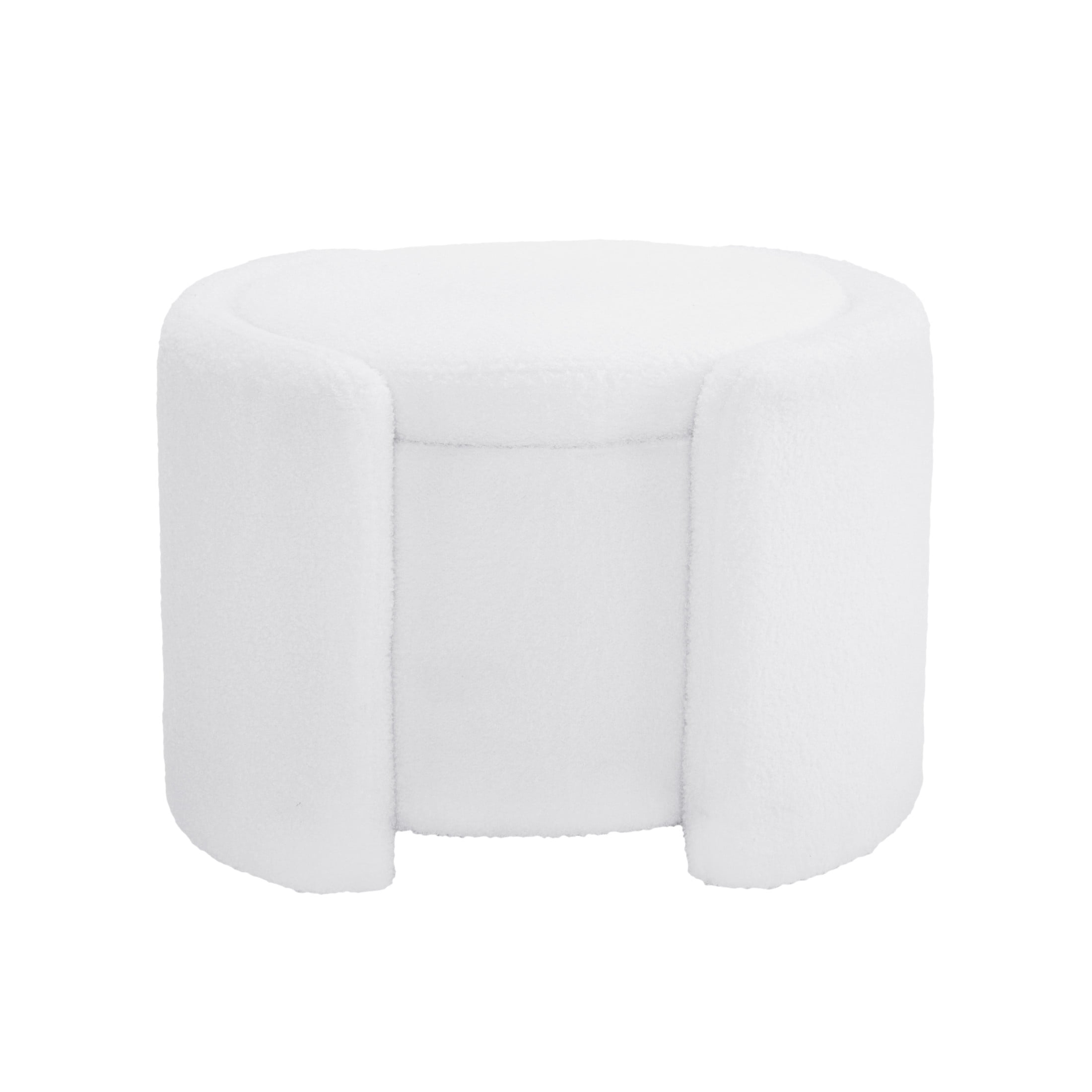 Lamb Fleece Storage Ottoman with Lid, Plush Seating & Storage, White