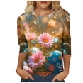 thumbnail image 3 of BiZtdJrK Womens 3/4 Length Sleeve Tops Casual Loose Fit Crewneck T Shirts Cute Rabbit Graphic Tees Shirt 2025 Easter Holiday Outfits Multicolor XXL Weekly Sale, 3 of 6