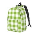 thumbnail image 1 of Disketp White Green Plaid print Canvas Backpack Lightweight Travel Daypack Student Rucksack Laptop Backpack-Medium, 1 of 5