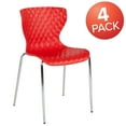 thumbnail image 3 of Flash Furniture 4 Pack Lowell Contemporary Design Red Plastic Stack Chair, 3 of 13