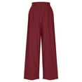 thumbnail image 4 of Summer Saving Women's Casual Wide Leg Pants Women Solid Color Cotton And Linen Pocket Elastic Waist Loose Casual Wide Leg Pants Gift for Women, S-2XL, 4 of 8