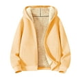thumbnail image 6 of yoeyez Fleece Hoodie Jackets Women Casual Full Zip Up Hoodie Sherpa Lined Hooded Sweatshirt Jacket Coat with Pockets Beige,XXL, 6 of 7