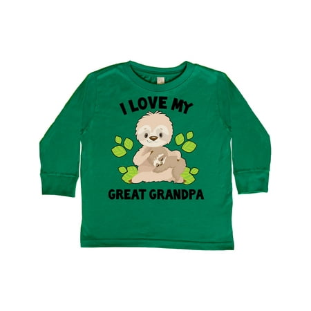 

Inktastic Cute Sloth I Love My Great Grandpa with Green Leaves Gift Toddler Boy or Toddler Girl Long Sleeve T-Shirt