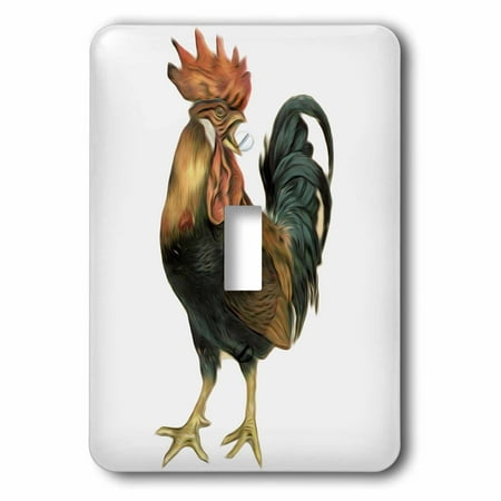 Antique Rooster 3dRose Vintage Antique Bird Illustration Cock Rooster Chicken - Single Toggle Switch (lsp_119023_1) ()