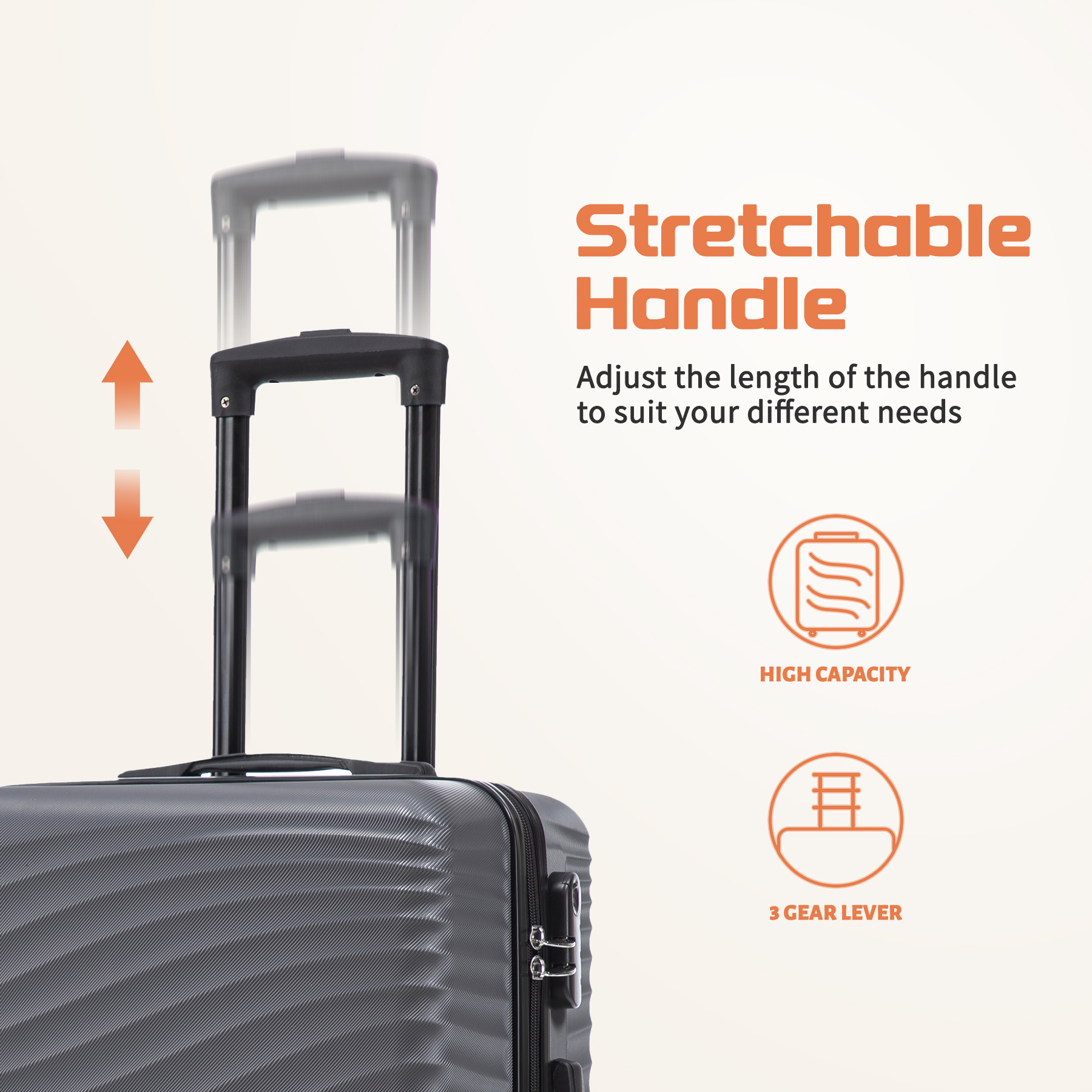 Rosamo Luggage Sets 3 Piece, HardsideTravel Suitcase with Spinner Wheels 20/24/28" , Carry on Luggage with TSA Lock(Grey)