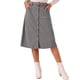 thumbnail image 1 of Falda de pana de mujer Inspire Chic, de cintura alta, con botones en la parte delantera, con cinturón, midi, gris medio, talla S, 1 of 6