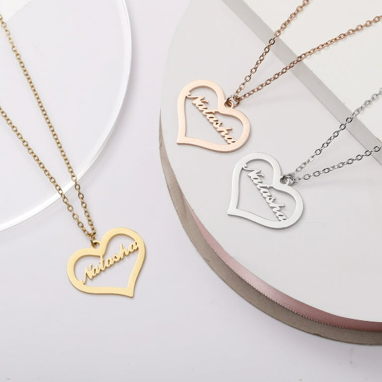 NUNCAD Custom Name Love Heart Pendant Personalized Name Heart