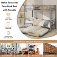 thumbnail image 4 of Harper & Bright Designs Twin Over Twin Bunk Bed with Trundle, Metal Bunk Bed Frame with Ladder and Guardrail for Boys Girls, Silver, 4 of 11