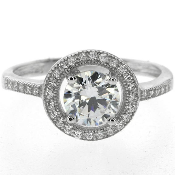 Gem Stone King 2.00 Ct Round White Cubic Zirconia CZ 925 Sterling Silver Engagement Wedding Ring (Size 6)