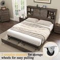 thumbnail image 5 of VanAcc King Size Wooden Platform Storage Bed Frame with 51.2" Wood Bookcase Headboard(Brown), 5 of 7