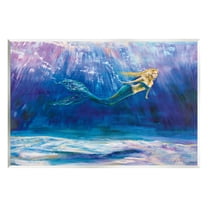 Stupell Industries Mermaid Swimming Deep Blue Ocean Water Painting Unframed Art Print Wall Art, Design by Jeanette Vertentes
