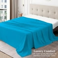 thumbnail image 3 of 600 Thread Count 100% Egyptian Cotton 3-Piece Flat Sheet (1 Flat + 2 Pillow Covers) Size California-King Color Turquise Blue Solid, 3 of 5