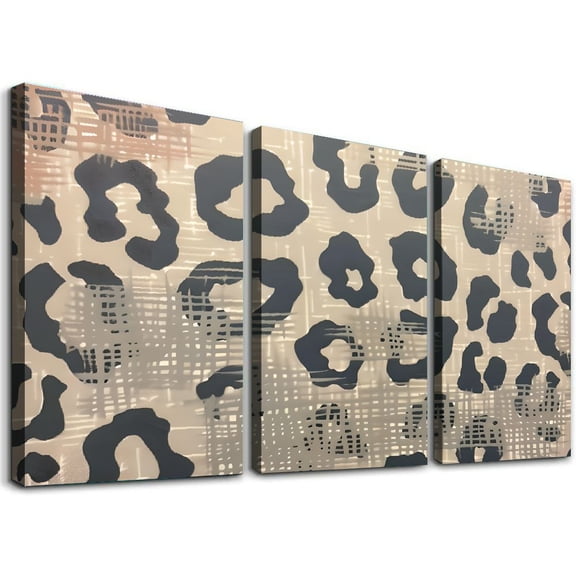 Shadudu Leopard Print Canvas Wall Art Set of 3 for Living Room Bedroom Office Decor, 12x16 Inches Each 12"x16"x3pcs