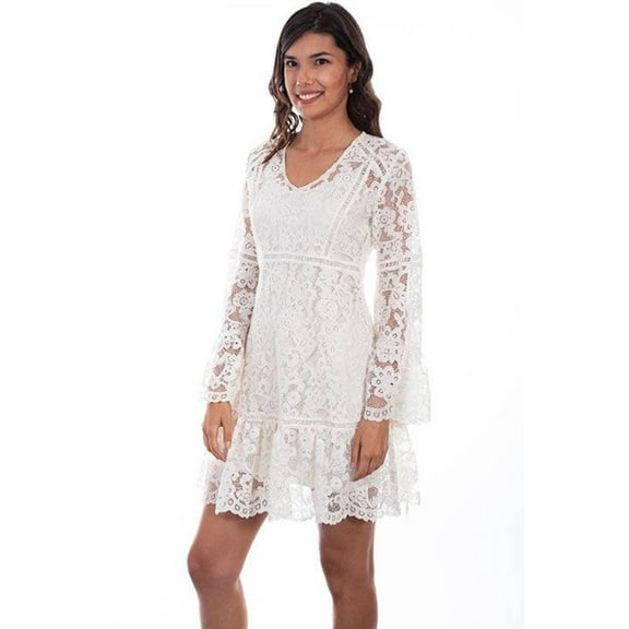 Scully Women's Honey Creek By Lace Crochet Long Sleeve Dress Ivory Medium  US