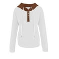 thumbnail image 6 of Lenpel Women's Fashion Hoodies Long Sleeve Quarter Button Drawstring Hooded Sweatshirts Casual Loose Pullover Tops(White,X-Large), 6 of 6
