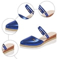 thumbnail image 5 of Rokment Womens Platform Wedge Dress Slip on Sandals 2026 Summer Fashion Metallic Two-Ways Convertible Leather Closed Toe Clogs Slingback Dressy Slides for Bride Wedding Blue Size 6, 5 of 8