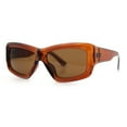 thumbnail image 5 of Womens Oversized Thick Plastic Sport 90s Fashion Rectangle Sunglasses All Brown, 5 of 8