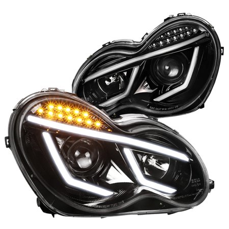 2006 Mercedes C230 Spec-D Tuning Jet Black 2001-2007 Mercedes Benz W203 C-Class C230 C320 Led Bar Projector Headlights (Left + Right) 2001 2002 2003 2004 2005 2006 2007 ()