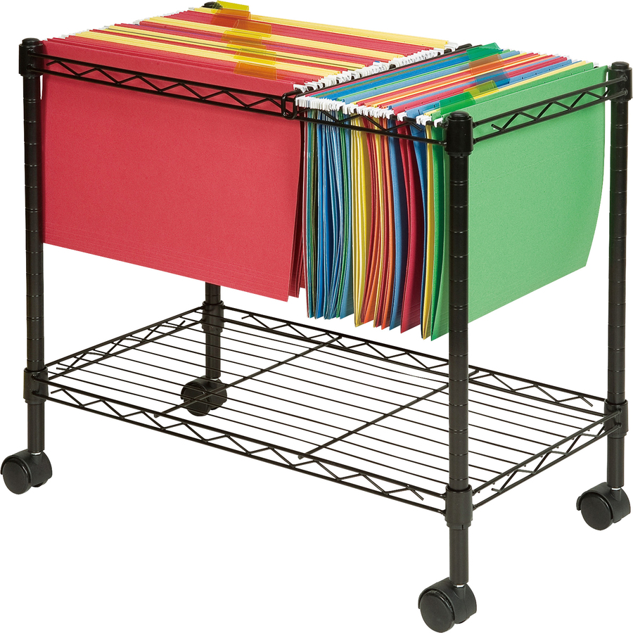Lorell Mobile File Cart - 4 Casters - Steel - X 12.9" Width X 25.8" Depth X 20.5" Height - Black - 1 Each