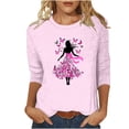 thumbnail image 2 of JTZGDY Breast Cancer Awareness Shirts for Women Plus Size Casual 3/4 Length Sleeve Crew Neck Tunic Tops Trendy 2025 Octorbor Pink Ribbon Print Graphic Oversized Tees Blouses Pink#13 XXL, 2 of 7