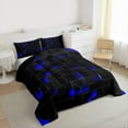 thumbnail image 3 of Homewish Fashion Square Honeycomb Bedding Comforter Set for Teen, Neon Gradient Abstract Twin Comforter Sets, Blue Checkered Reversible Bedding Set, Ultra Soft Bedroom Decor, 2 Pieces, 3 of 8