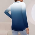 thumbnail image 4 of WTOBBY Women's Ombre Print Polo Shirt - Long Sleeve Casual V-Neck Zipper Detail Tops for Women, Spring Fall Fashion Comfort Stretch Gradient Design,Blue L, 4 of 7
